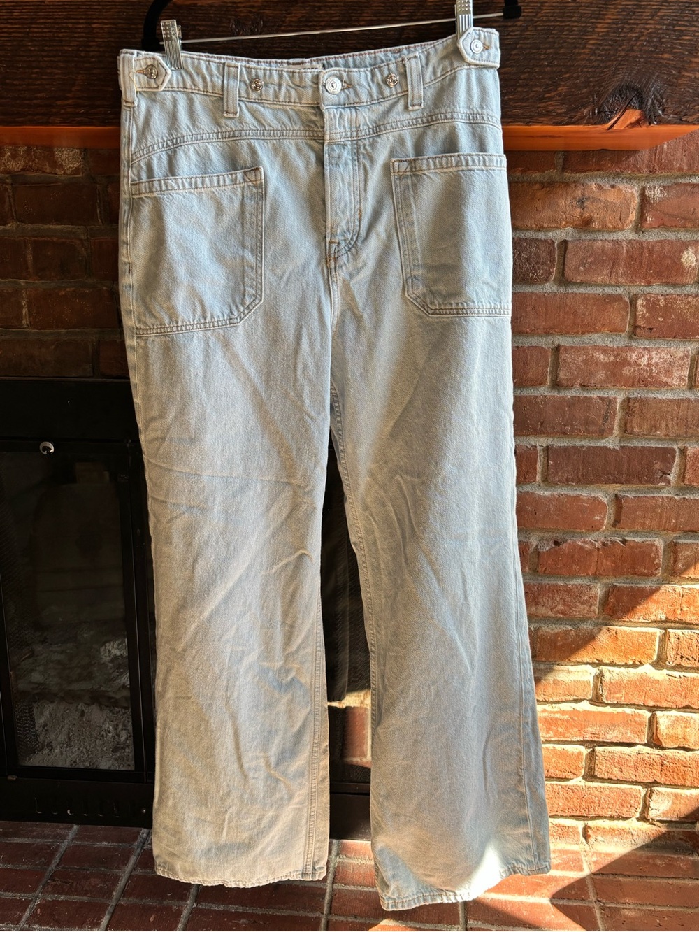 We The Free Alia Wide-Leg Jeans by Free People in a light blue wash